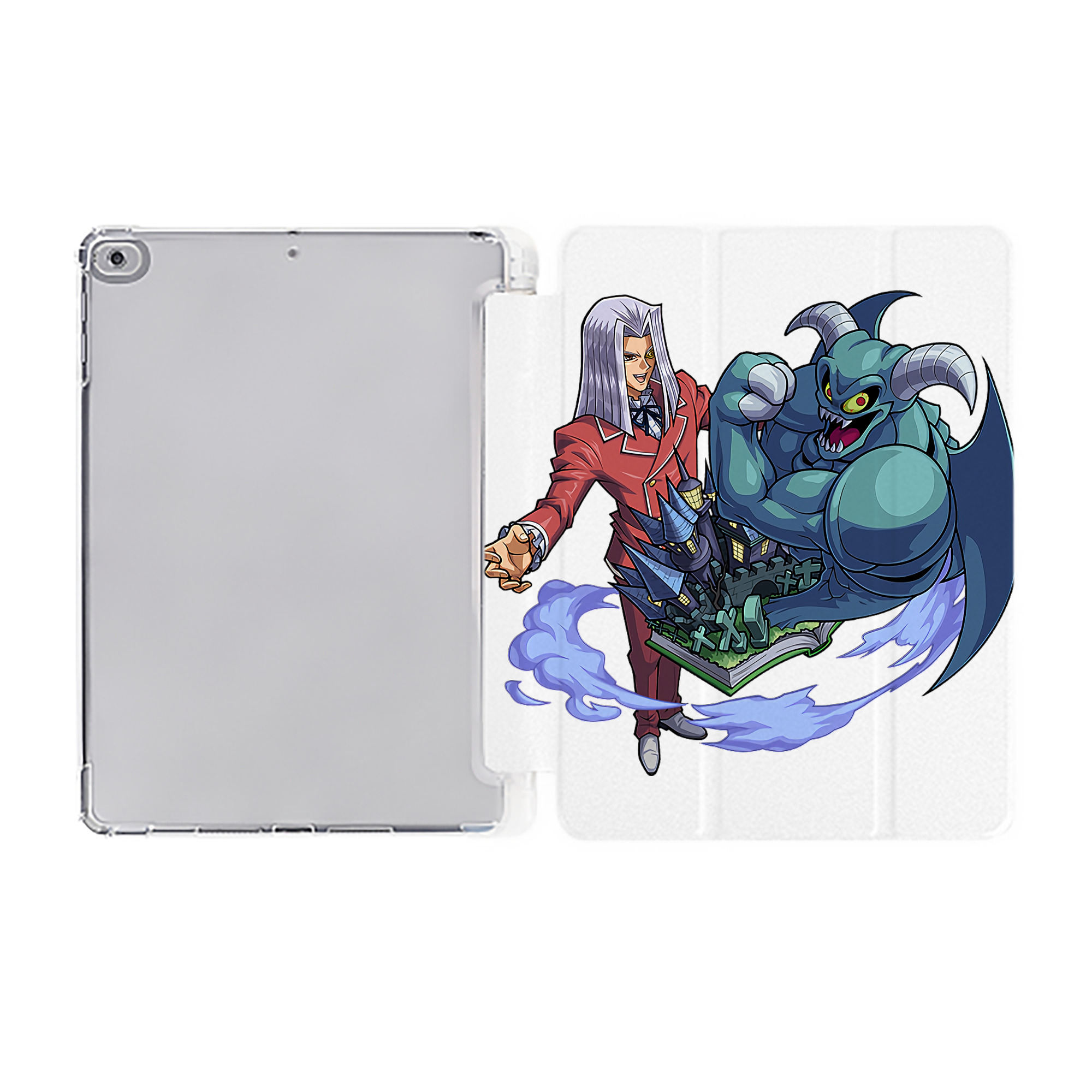 （画像用） 遊☆戯☆王 Yu-Gi-Oh! IPad ケース ペン収納付き 三つ折りスタンド PUレザー×シリコン 対応機種9.5/10.5/10.9インチ